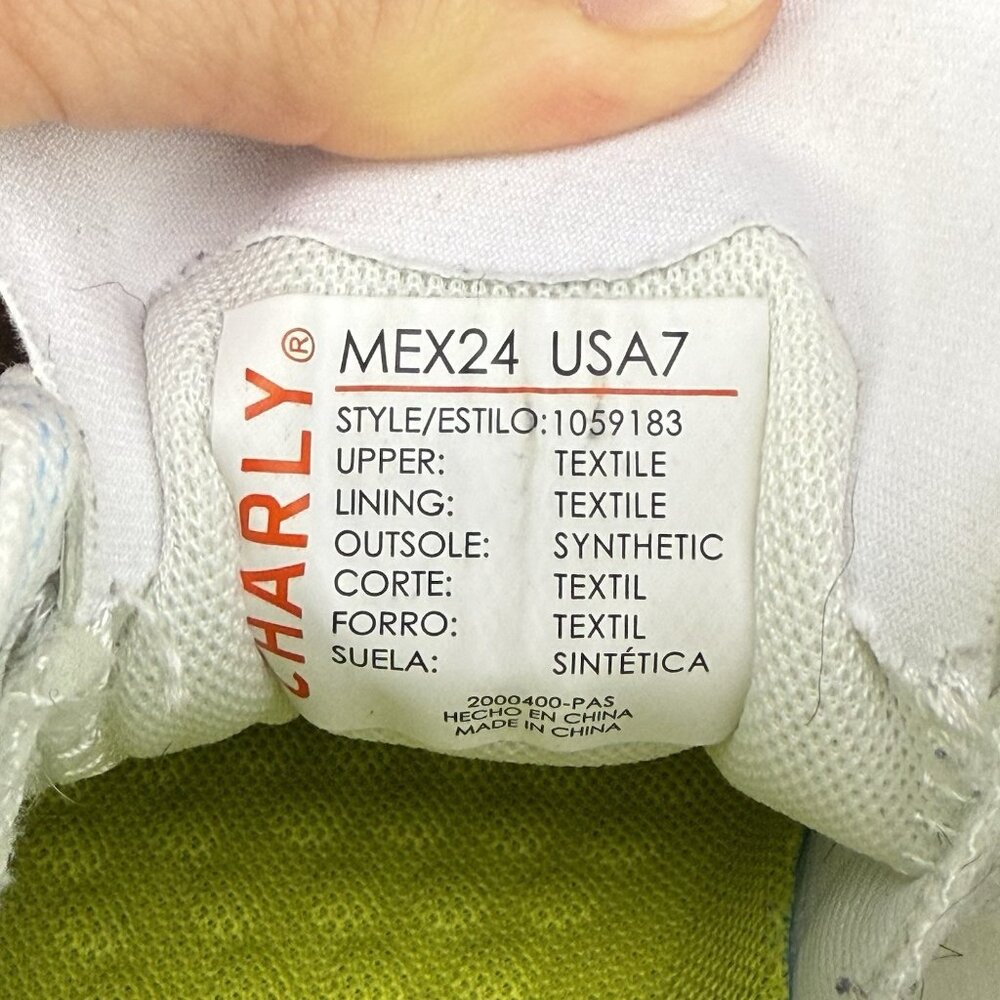 ✅Charly Vermilion Sneakers Women's Sz 7 Running Shoes White Orange Green *STAIN - Picture 2 of 12